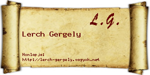 Lerch Gergely névjegykártya